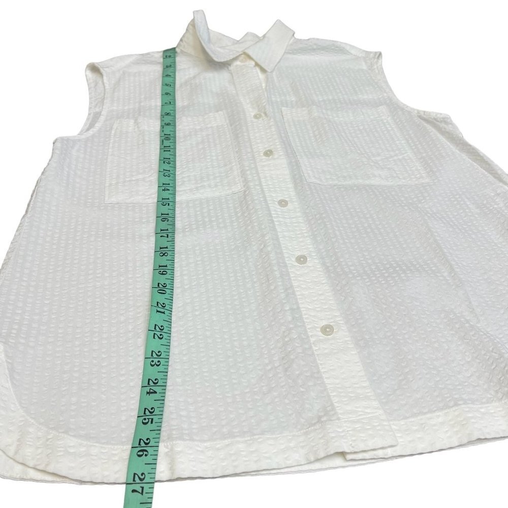 Banana Republic White Sleeveless Button Up Shirt Top Textured Fabric Size S NWT - Picture 5 of 10
